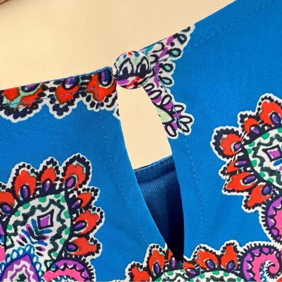 Y2K MSK Colorful Paisley Festival Hanky Hem Halter Fairycore Whimsy Dress Sz.12 - Picture 9 of 14